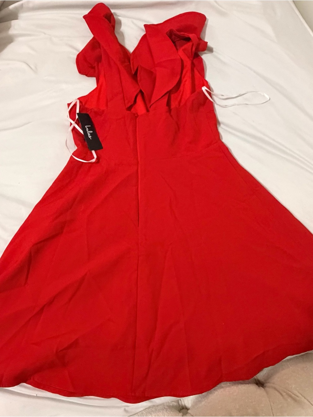 Lulu's Red Ruffle V-Neck Mini Dress - Picture 2 of 3